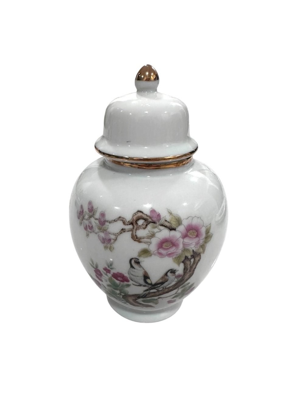 Andrea By Sadek Porcelain Floral Chinoiserie Bird Ginger Jar